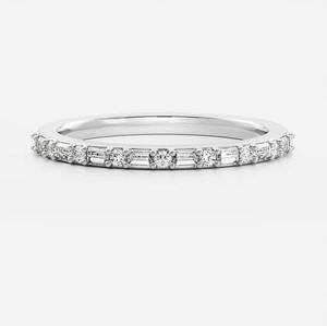 Anillo de Moissanita con Banda de Piedras Alternativas, Plata de Ley 925, Lujoso, para Boda, Compromiso, Fiesta, Aniversario, Minimalista, Apilable - Product Image 1