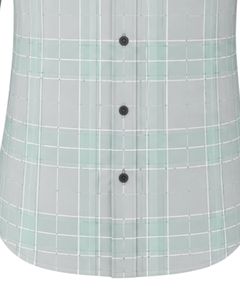 Camisa de Franela de Algodón a Cuadros Verde Menta y Gris para Hombre, Manga Larga, con Botones, Estilo Casual y Formal, para Oficina, Personalizable - Product Image 6