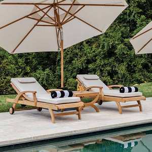 Chaise longue inclinable en teck pour l'extérieur, directement de l'usine, idéale pour les piscines, les complexes hôteliers et les clubs de plage - Product Image 4