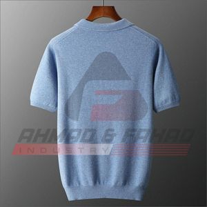 Pull en cachemire à manches courtes pour homme, col polo, tricot décontracté, couche de base à demi-manches pour l'automne - Product Image 4