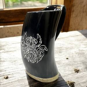 Cuenco Vikingo para Beber - Hecho a Mano y Auténtico Recipiente Medieval para Cerveza, Cerveza Artesanal y Agua - Regalo para Fiestas y Hombres, Cuerno Natural - Product Image 3