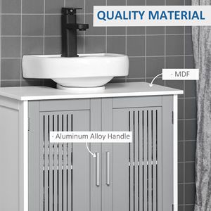 Mobiletto Sottolavabo Grigio e Bianco, Armadietto da Bagno di Alta Qualità, Mensole per Bagno - Product Image 6