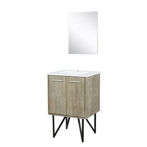 Mobile da Bagno Rustico in Acacia con Specchio da 24 Pollici L X 20 Pollici Piano in marmo coltivato D e 18 pollici. Specchiere da Bagno di Tendenza 2022 - Product Image 4