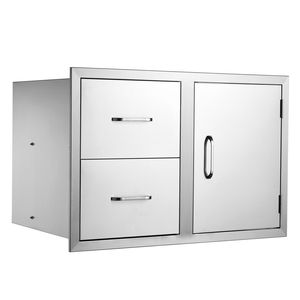 Mobiletto da Esterno per Cucina 82,5 cm L x 55 cm A x 52 cm P con Sportello di Accesso/Doppio Cassetto e Portarotolo per Isola BBQ - Product Image 1