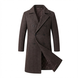 Vente directe usine – Manteau homme coupe ajustée en tissu chaud, longueur genou, couleur personnalisable, fermeture boutonnée, col à revers cranté - Product Image 1