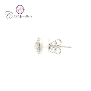 AU750 18K Ajuste de pendiente de Halo doble Oro blanco con diamante natural y oro rosa para fiesta de aniversario de boda de compromiso - Product Image 2