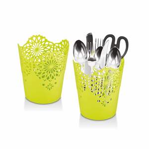 Ensemble de paniers hauts en plastique Lacy, 2 pièces, vert, 13x13x15 cm - Product Image 1