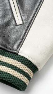 Vêtements d'extérieur tendance en cuir esthétique, style universitaire, avec manches contrastantes, durables, style américain - Product Image 5