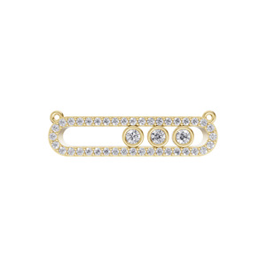 Pendentif Aarinya en or 9 carats plaqué or, serti de diamants de laboratoire certifiés IGI, tendance, brillant, horizontal, allongé, pavé, cage, 3 pierres - Product Image 1