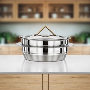 หม้อตุ๋นสเตนเลสสตีลแบบคลาสสิก ทนทาน เป็นมิตรกับสิ่งแวดล้อม เหมาะสำหรับอุ่นอาหาร ใช้ในบ้าน โรงแรม ร้านอาหาร งานแต่งงาน - Product Image 6