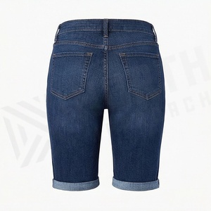 Shorts de Mezclilla Elásticos de Cintura Alta con Lavado Ácido, Largura hasta la Rodilla, Jeans Rotos para Mujer, Ropa Casual de Verano, Estilo Urbano y Moderno - Product Image 2
