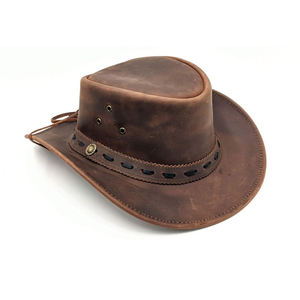 <b>Men</b>’s Modern Leather <b>Cowboy</b> Hat with Wide Brim and Classic Western Appearance <b>for</b> Casual <b>Outfits</b> Travel Camping and Outdoor Wear - Product Image 1