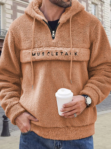 Sudadera con capucha y cremallera de un cuarto OEM personalizada con bordado, unisex, holgada, de forro polar, con estampado de letras, de peso pesado, para otoño, poliéster/algodón - Product Image 6