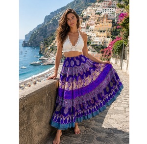 Stylish Bohemian Patchwork <b>Long</b> <b>Skirt</b> for Women Vintage Recycled Silk Breathable & Eco friendly <b>Skirt</b> for Beach & Daily Wear - Product Image 1