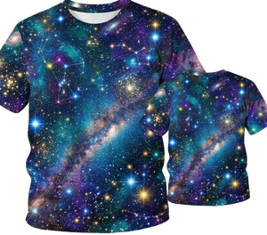 Vêtements de sport pour hommes en polyester avec impression par sublimation Galaxy sur le devant du col, manches courtes, coupe régulière, évacuation de l'humidité, impression personnalisée - Product Image 5