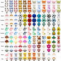 Lot de perles focales en silicone souple sans BPA, perles rondes assorties pour attaches-tétines, couleurs personnalisables, livraison rapide