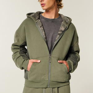 Custom logo Zipper <b>Hoodie</b> Manufacturers Heavyweight French Terry Oversized 400 500 600gsm Cropped Boxy Zip up <b>Hoodie</b> for Men - Product Image 1