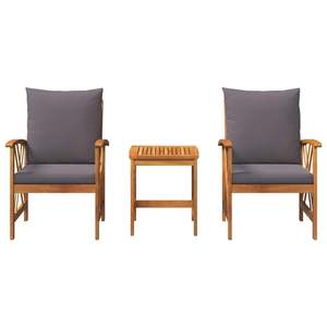 Conjunto de sofás de jardín de 3 piezas, madera maciza de acacia, acabado con aceite natural - Product Image 3