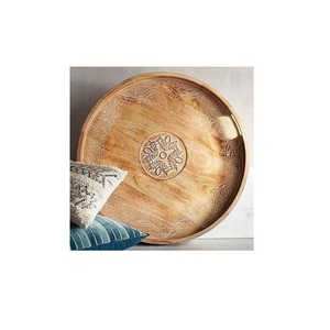 Bandeja de Madera Natural para Servir el Desayuno, Bandeja Rústica para Comida con Asas para Café, Té, Bocadillos, Cocina, Comedor - Product Image 5