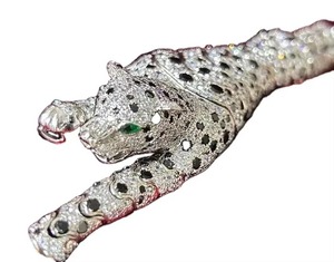 White & Black Moissanite Diamond <b>Emerald</b> Eyes Panther <b>Pendant</b> Beautiful Sterling Silver Customized <b>Pendant</b> - Product Image 4