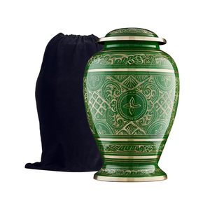 Grand Heritage Brass Adult Cremation Memorial Funeral Urn <b>Ash</b> <b>Keepsake</b> Holder Featuring Secure Decorative Lid Detailing - Product Image 4