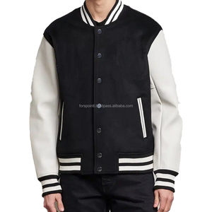Oem Haute Qualité Écusson Brodé Hommes Collège Personnalisé Blouson de Baseball Blouson Varsity Letterman à Manches en Cuir - Product Image 1