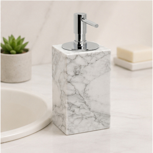 Premium Natural White Marble <b>Soap</b> Dispenser with Stainless Steel Pump Liquid Handwash Bottle for Modern Bathroom and Kitchen - Product Image 4