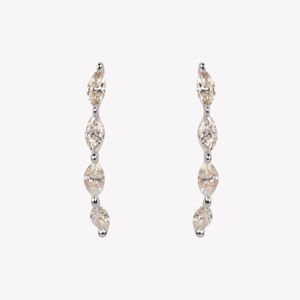 Pendientes de Oreja con Diamantes Cultivados en Laboratorio, Corte Marquesa, Diseño Minimalista Moderno, Oro Sólido de 14K, Venta al Por Mayor - Product Image 1
