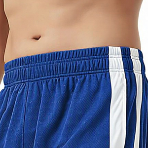 Pantalones Cortos de Baloncesto de Dos Tonos, Malla Azul Rey con Franjas Laterales Blancas, Ropa Deportiva para Hombre, Venta al por Mayor - Product Image 3