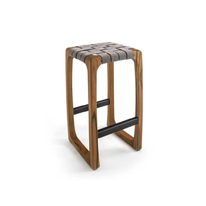 Tabouret de bar moderne en teck avec repose-pieds pour cafés, restaurants et projets hôteliers - Product Image 4