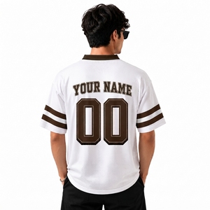 Maillot de football américain personnalisé - 100% polyester, imprimé par transfert thermique, manches courtes, col en V, style sportif unisexe, coupe régulière - Product Image 4