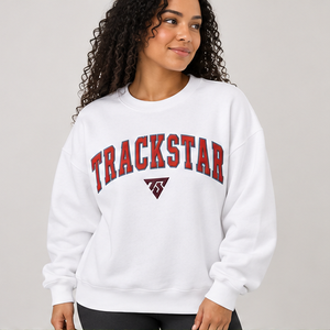 Women's White Outlined Varsity Letter <b>Crewneck</b> Sweatshirt Long Sleeve Drop Shoulder Custom Logo - Product Image 4