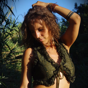 Bohemian Tribal Green Cotton Vest Inspired by Burlesque Corset <b>Top</b> Style for <b>Festivals</b> and Events At Wholesale Price - Product Image 4