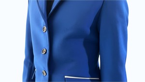 Veste d'équitation professionnelle bleu roi pour concours hippique avec passepoil blanc contrastant – Vente en gros - Product Image 2