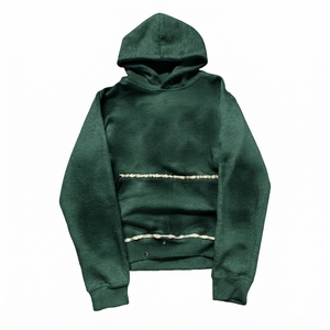Sudadera con capucha verde estampada para hombre, corte regular, estilo casual, con aberturas horizontales desgastadas, precio al por mayor - Product Image 1