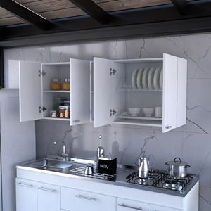 Mobile da Bagno Menlo con Quattro Ante a Battente, 59 Pollici, Bianco - Product Image 2