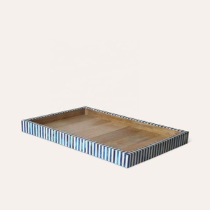 Luxury Art Deco Bone Inlay Serving <b>Tray</b> with Intricate Floral Design for Birthday Celebrations and Living Room Decor - Product Image 5