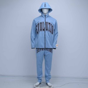 Men's <b>Light</b> Blue Hooded Zip-Up Sweatshirt Regular Fit Breathable Knitted Polyester Casual Autumn Wear <b>Letter</b> Print Front Pocket - Product Image 6