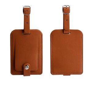 Étiquette de bagage d'aéroport en cuir véritable d'usine, étiquette de valise, étiquette de sac de voyage, logo personnalisé de luxe, fait main, tendance - Product Image 1