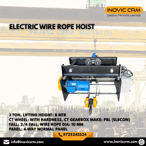 Polipasto de cable de 3 toneladas con elevación de 8m, caja de engranajes Elecon PBL, cable de 10mm de diámetro, ruedas CT endurecidas, equipo de elevación industrial - Product Image 1