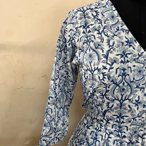 Vestido indio de algodón 100% estampado a mano, túnicas largas con apliques bordados, estilo casual, vestido indio de algodón para mujer - Product Image 3