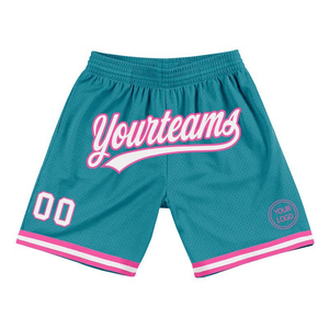 Yourteams Men's Basketball Shorts <b>Teal</b> Purple Custom Sublimation Print Breathable Mesh Elastic Waist Sporty Style - Product Image 2