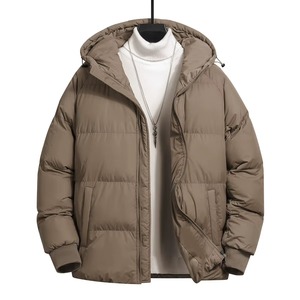 Men's Winter Sports Standard Jacket Fashionable Casual Stand Zipper Front Hooded Cotton Solid Color Cold Resistant Windproof - Product Image 6