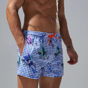 Shorts de bain imprimés pour hommes, séchage rapide, motif oiseaux, taille élastique avec cordon de serrage, décontractés pour l'été - Product Image 2