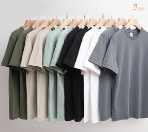 T-shirt vintage pour homme en coton tricoté, imprimé numérique, brodé, uni, col rond, manches courtes, coupe ajustée, séchage rapide - Product Image 1