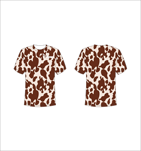 Custom Short Sleeve Sublimation T-Shirt Lightweight Athletic Apparel With Beige And Dark Brown Cow <b>Animal</b> Print Pattern Design - Product Image 1