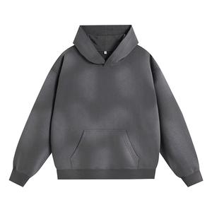Sweat à capuche vintage délavé en gros, en stock, personnalisable, vierge, épais 400 g/m², pigmenté par pulvérisation, style streetwear - Product Image 1