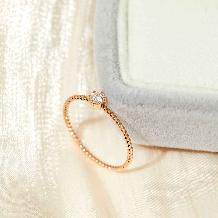 Gold Twist Chain Ring With Star Charm - Adjustable Women's Ring, 0.12" Wide, 0.8" Diameter
