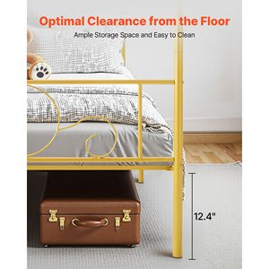 Robusto Letto a Baldacchino in Metallo a Grandezza Naturale con Design Minimalista a Quattro Pali e Supporto con Doghe in Acciaio Resistente - Product Image 6
