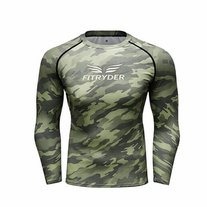 Fitryder <b>Men's</b> Long Sleeve MMA Rash Guard Heat-Transfer Printed Green Dragon Design Quick Dry <b>Compression</b> 220g <b>Shirt</b> - Product Image 3